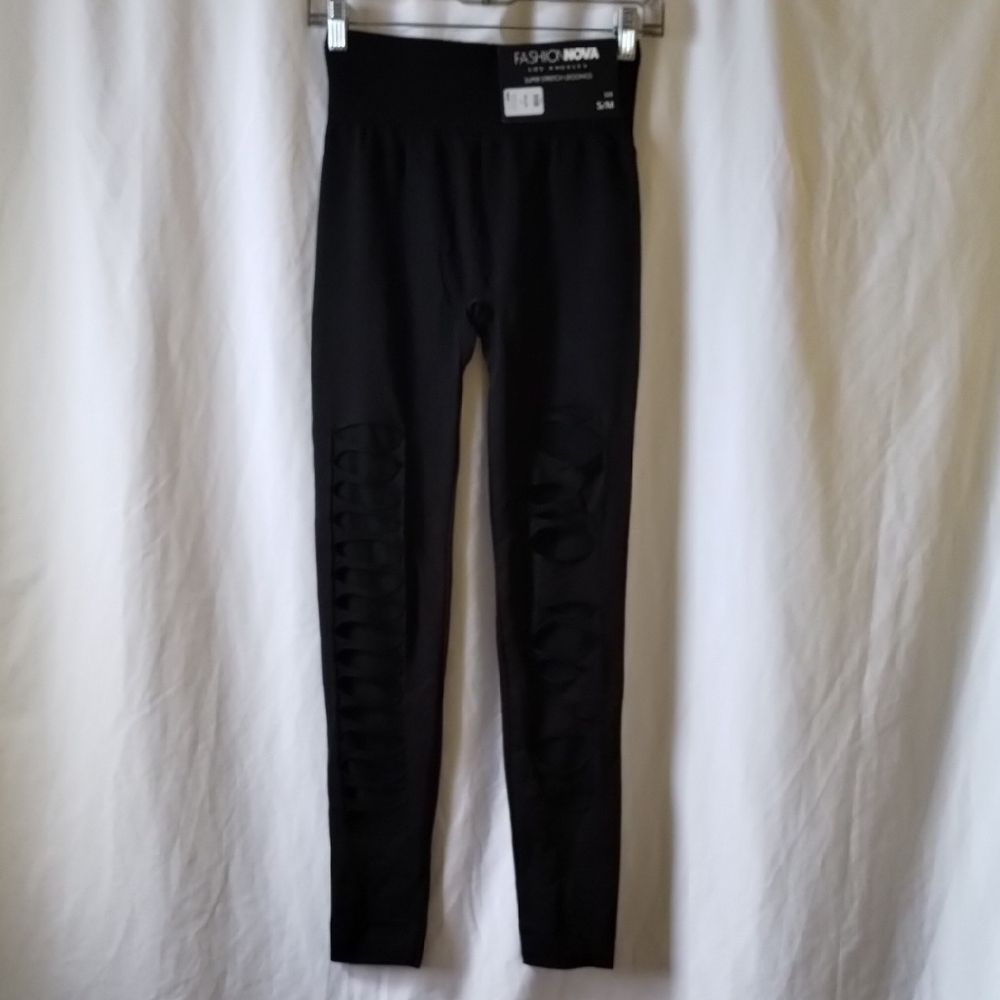 Fashion Nova Black Cut-Out Leggings